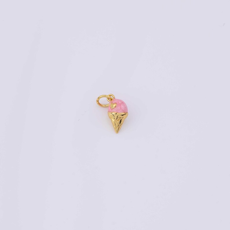 Ice Cream Cone Charm Enamel 6x12mm 14k Gold Filled for Charm Bar Bracelets and Necklaces Gold Pave CZ Minimalist Charms image 6