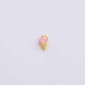 Ice Cream Cone Charm Enamel 6x12mm 14k Gold Filled for Charm Bar Bracelets and Necklaces Gold Pave CZ Minimalist Charms image 3