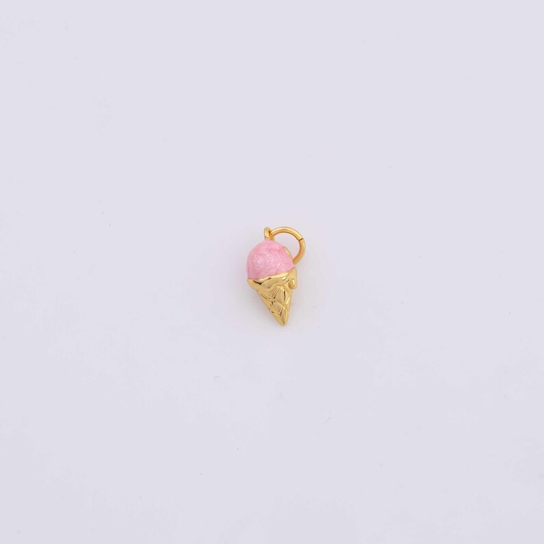 Ice Cream Cone Charm Enamel 6x12mm 14k Gold Filled for Charm Bar Bracelets and Necklaces Gold Pave CZ Minimalist Charms image 3