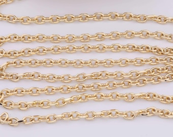 18K Gold Filled Faceted Oval Chain 6x9mm Unfinished Chain by the yard
