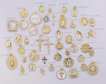 18K gold filled charms charm religious christian - crosses crucifix catholic jesus mary maria saint benedict san benito cross angel 14/20 gf