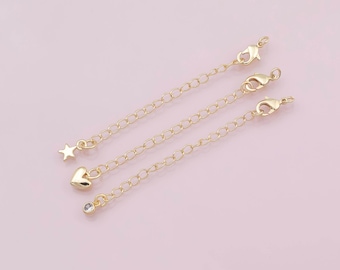 18K Gold Filled Verlängerungskettchen für Halskette Armband Accessoire Accessoires Verlängerungskettchen Karabinerverschluss mit Gold Verlängerungskette