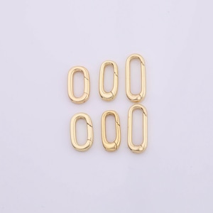 18k Gold Filled Oval Carabiner Clasp, Carabiner Lock Connector, Spring Push Gate for DIY Jewelry Finding Necklace Bracelet