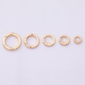 22k ゴールドフィルド プッシュクラスプ ゲートリング 5サイズ チャームホルダー ベイル チャームジュエリーキット DIY ジュエリーチャームホルダー用