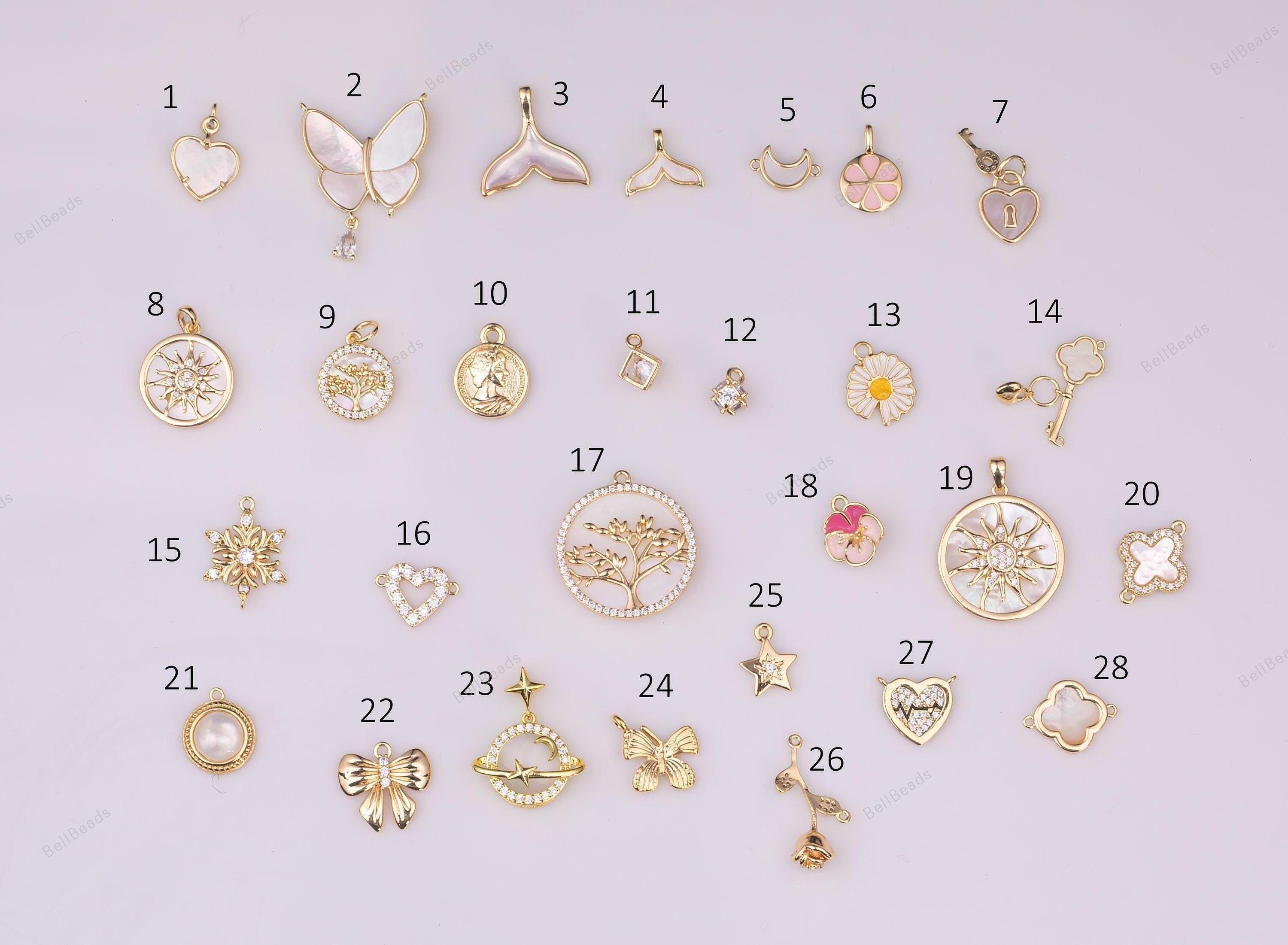 18k GF New Styles Charms Selection Flower Key Heart Tree Dolphin