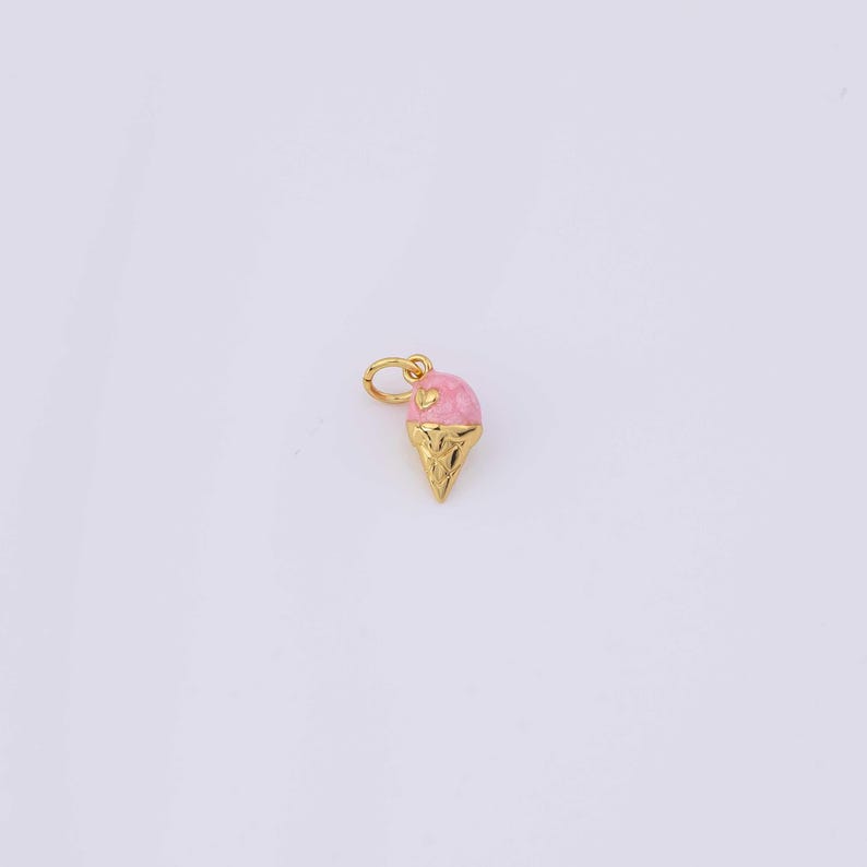 Ice Cream Cone Charm Enamel 6x12mm 14k Gold Filled for Charm Bar Bracelets and Necklaces Gold Pave CZ Minimalist Charms image 7