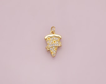 Pizza charm enamel charm 18K Gold Filled for Charm Bar Bracelets and Necklaces Charms