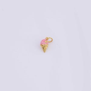 Ice Cream Cone Charm Enamel 6x12mm 14k Gold Filled for Charm Bar Bracelets and Necklaces Gold Pave CZ Minimalist Charms image 1
