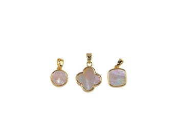 18K gold filled natural mother of pearl charms shell charm Flower square circle round gold filled