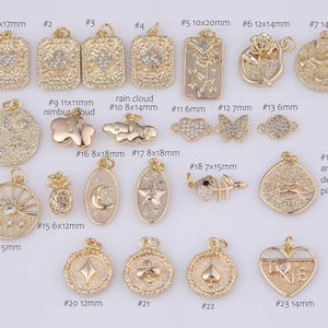 New styles 18K gold filled charms poker cards rose mermaid sun moon cloud pineapple fish deer love heart connector club diamond spade sunset