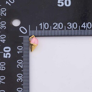 Ice Cream Cone Charm Enamel 6x12mm 14k Gold Filled for Charm Bar Bracelets and Necklaces Gold Pave CZ Minimalist Charms image 2