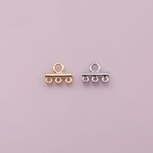 Flertrådig kontakt med 3 öglor, berlock i 18k guld, berlocker för armband och halsband, minimalistiskt cz-belagt silver
