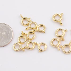 Fechos de argola com mola em ouro 22k, fechos lagosta de 6 mm e 7 mm, 1420 14/20 banhados a ouro.
