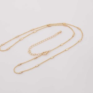 18&quot; 22k Gold Filled Barrel Satellite Necklace Chain with 2&quot; Extender