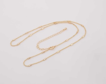 18" 22k Gold Filled Barrel Satellite Necklace Chain with 2" Extender
