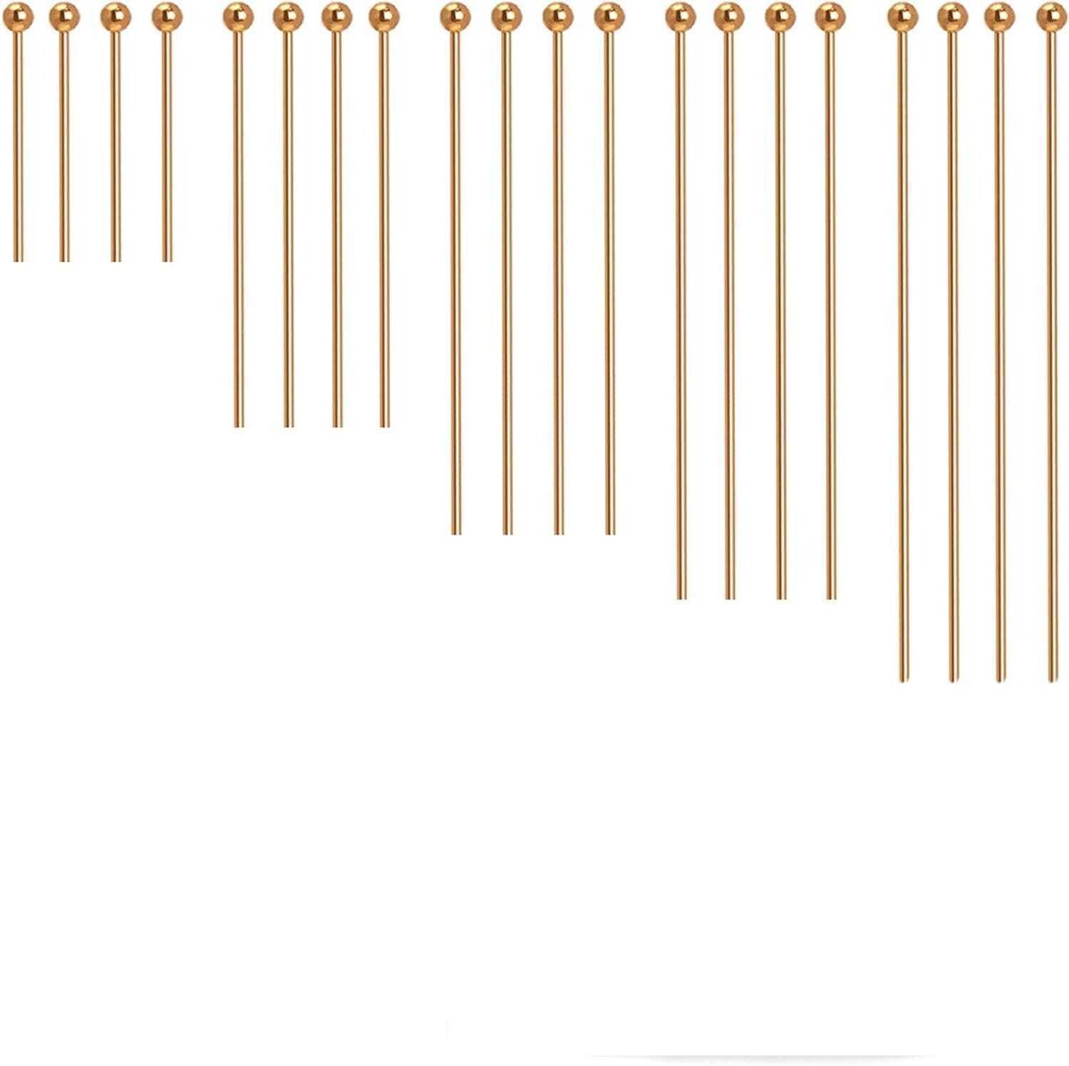 100 Pcs 18K Gold Filled Ball Pins Non Tarnish Craft Earring Bracelet ...