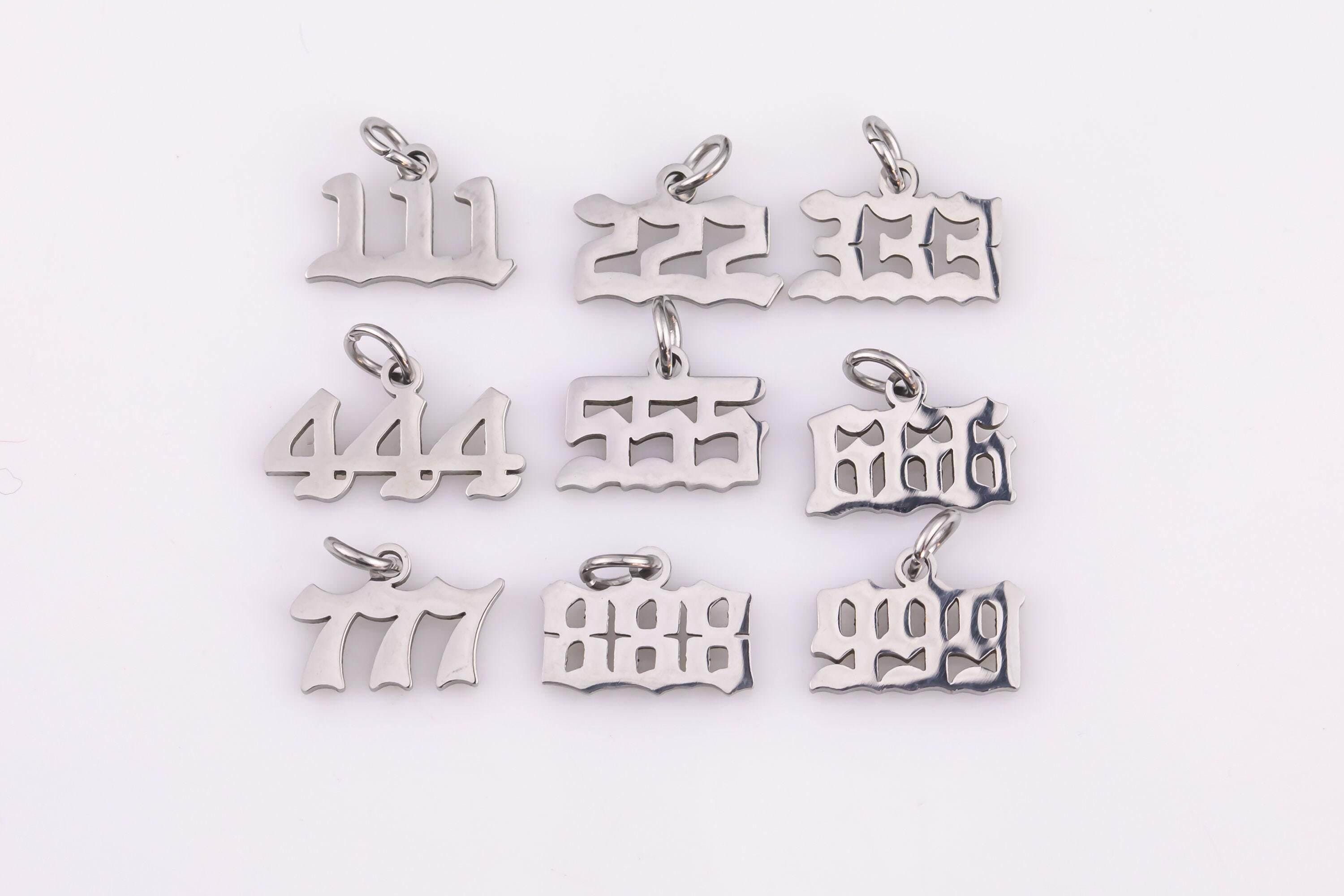 Tiny Angel Number Tag Charm Gold Dainty Lucky Number Pendant 111