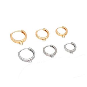 4pcs Hoop Earrings 12mm 14mm 16mm 18k Gold Filled Silver Round Hoop Huggie Earring Findings Leverback Earwire Hooks Wholesale