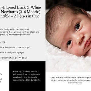 Montessori Black & White Baby Flash Cards | Printable Shapes for Newborn Visual Stimulation | Digital Download PDF