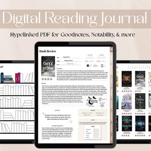 Ästhetisches Digitales Lesetagebuch Goodnotes Notability PDF Buch-Tracker Lesetagebuch Digitales Bücherregal Leseplaner iPad Buchbesprechung
