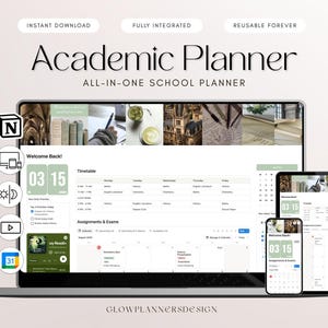 Student Planner Notion Template Aesthetic | Academic Planner for School & College | GPA Tracker | Study Tracker | Class Assignment Dashboard