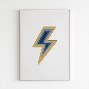 Printable Lightning Bolt Wall Art Blue, kids bedroom & nursery wall art, nursery decor