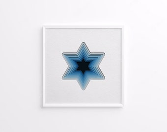 Jewish Star / Star of David version 2 Printable Digital Art Print - Judaica, Jewish wall art