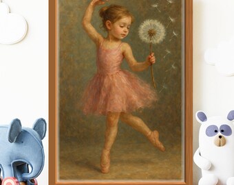 Ballet Nursery Art Printable Ballet Girl Wall Art Ballerina Pink Dress Digital Nursery Artwork Ballet Dancer Print Child's Room Kindergarten