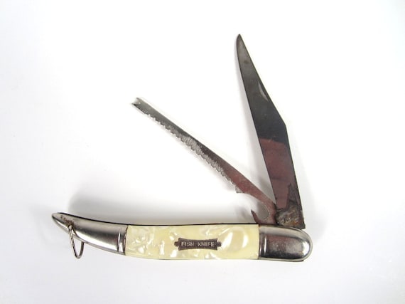 1950s Souvenier Multi-function Fishing Pocket Knife W Novelty Case Ruler  From Corner Brook Newfoundland Canada Jowika Republic of Ireland 