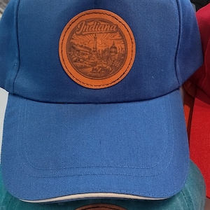 USA State Patch Hat Custom Leather Patch Baseball Cap Cotton Twill Adjustable Colorful Sandwich Rim