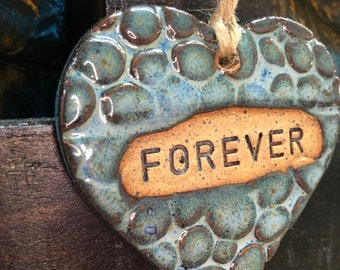 Handmade Ceramic Heart Ornament Forever Love - Valentine ornament