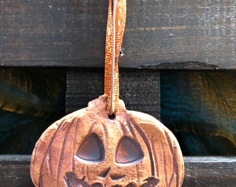 Ceramic Pumpkin Jack O Lantern Ornament Halloween Decor