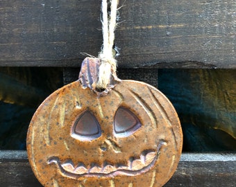 Ceramic Pumpkin Jack O Lantern Ornament Halloween Decor