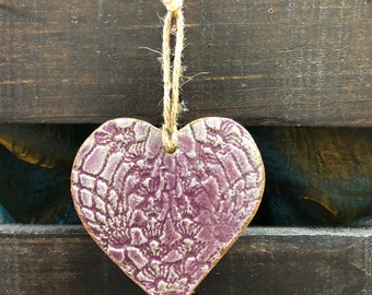 Handmade Ceramic Valentine Heart Ornaments