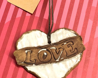 Handmade Ceramic Valentine Heart Ornaments