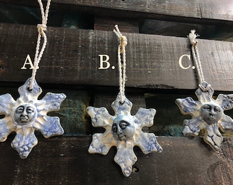 Handmade Ceramic Snowflake Ornaments