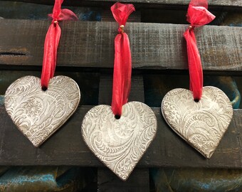 Handmade Ceramic Valentine Hearts Ornaments