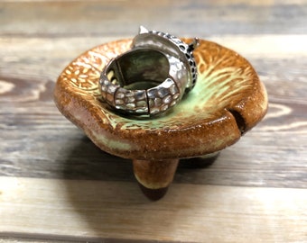 Pottery Ring Dish - Jewelry Dish Stoneware Small