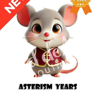 Chinese Zodiac Rat Printable | Year of the Rat Wall Art | Cute Lunar New Year Poster for Kids, Nursery & Birthday Gift