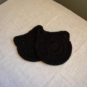 Crochet Cotton Cat Coasters – Gift for Cat Lovers – Set of Two
