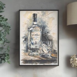 vodka art | bar cart wall art | digital download | bar decor | wall art | trendy wall art | home decor | digital print | watercolor art