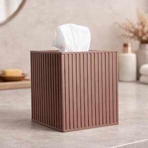 Funda acanalada para caja de pañuelos, soporte cuadrado para Kleenex, decoración moderna y minimalista para baño, acanalada