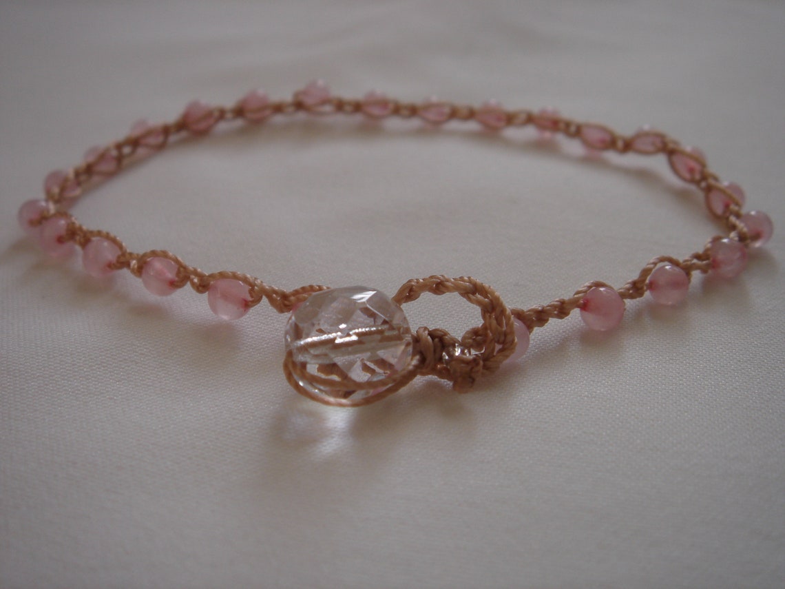 Rose Quartz Anklet Rose Quartz Gemstone Anklet Rose Anklet Etsy