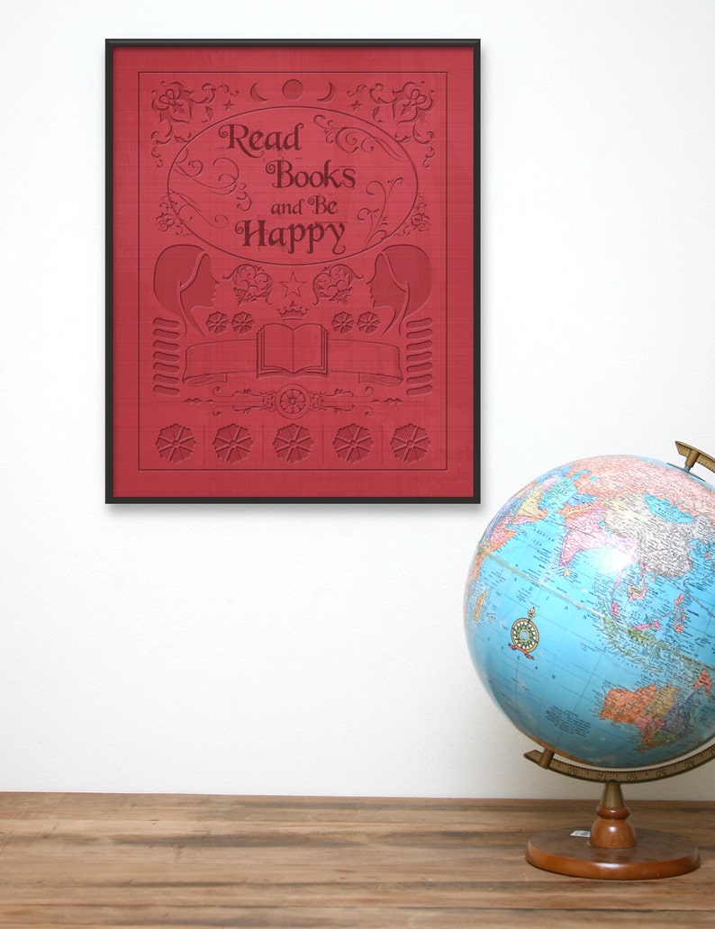 Read Books and Be Happy Giclée Art Print Old Book Cover image 2