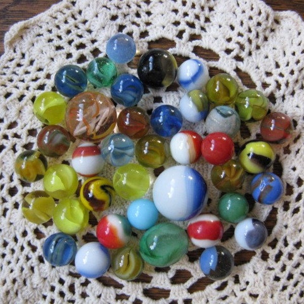 Vintage Lot of 40 Very Colorful Marbles