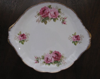 Vintage Royal Albert American Beauty Handled Cake Plate or Tidbit Plate