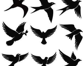 Vogel svg bundel, Flying Bird silhouet svg PNG dxf EPS PDF, Cricut Cut-bestanden, lasergesneden, Instant Download