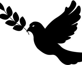 Duif-svg met olijftak | Duif vogelsilhouet | Vredessymbool | Cricut gesneden bestand | PNG-svg EPS dxf PDF jpg