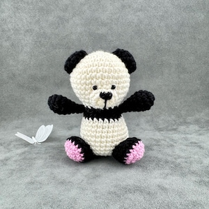 Crochet panda, Soft stuffed animal gift, Amigurumi plushie, Handmade toy, Cute panda gift, Nursery decor, Small crochet gift, Gift for kids