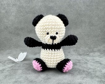 Crochet panda, Soft stuffed animal gift, Amigurumi plushie, Handmade toy, Cute panda gift, Nursery decor, Small crochet gift, Gift for kids